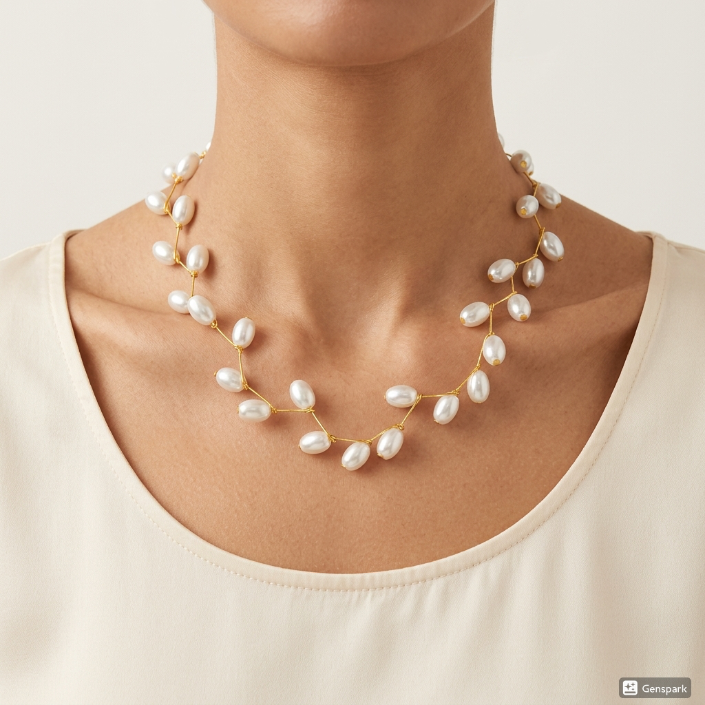 Zig-Zag Pearl Chain Necklace