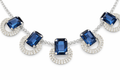 Luxury Blue Stone Statement Necklace Set – Silver-Tone | Luxeerah