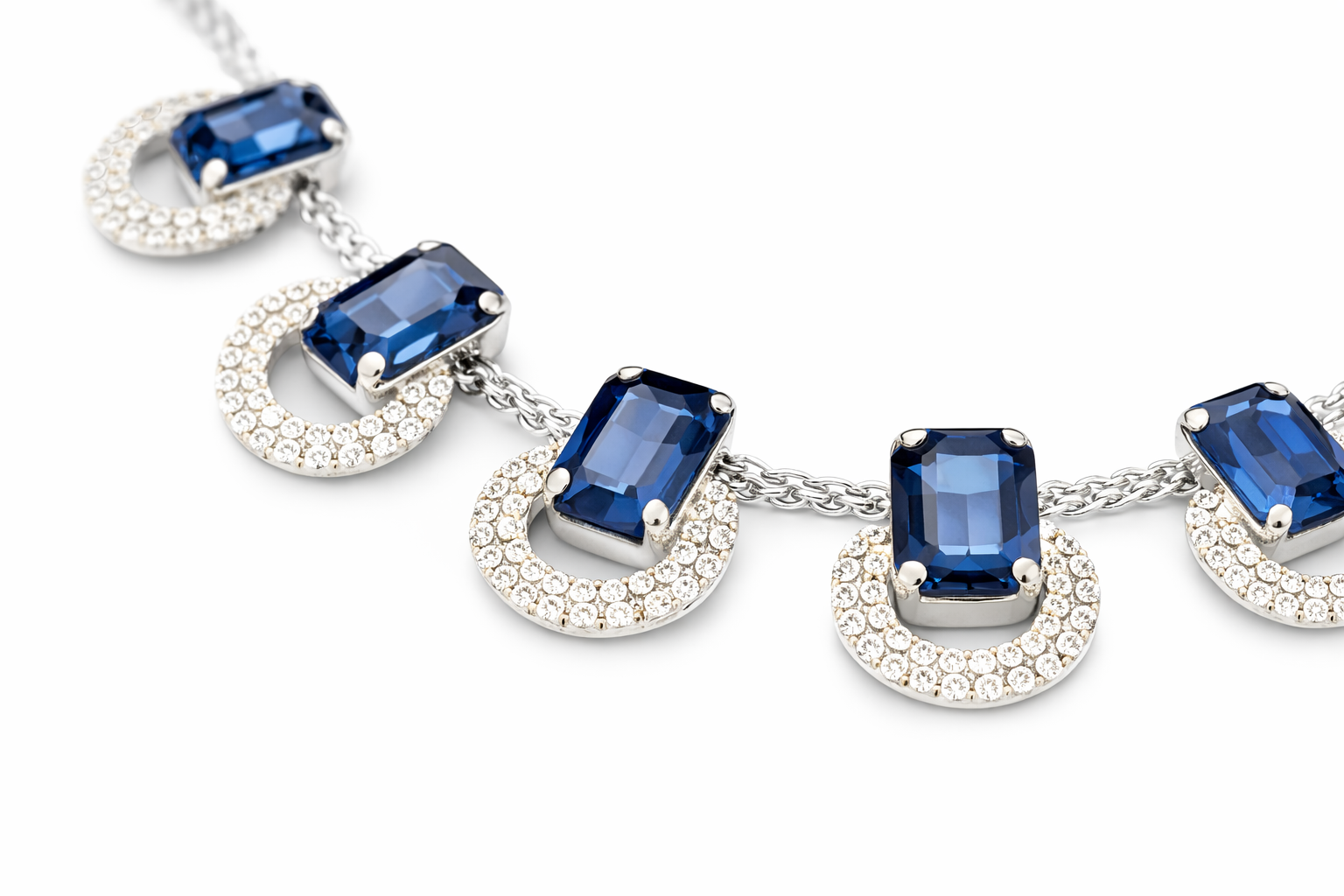 Luxury Blue Stone Statement Necklace Set – Silver-Tone | Luxeerah