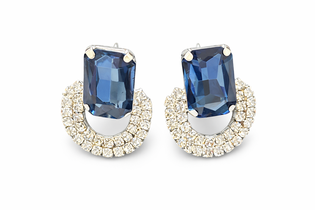 Luxury Blue Stone Statement Necklace Set – Silver-Tone | Luxeerah