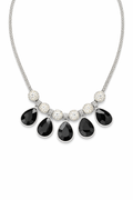 Black Teardrop Crystal Statement Necklace – Silver-Tone | Luxeerah