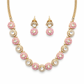 Pink Floral Kundan Necklace Set with Earrings – Luxury Traditional Wedding Jewellery