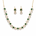 Luxury Green Kundan Necklace Set with Matching Earrings