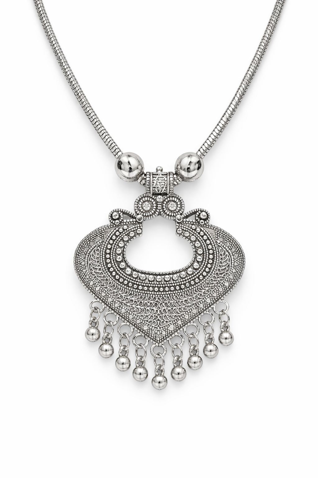 Vintage Oxidised Silver Statement Necklace