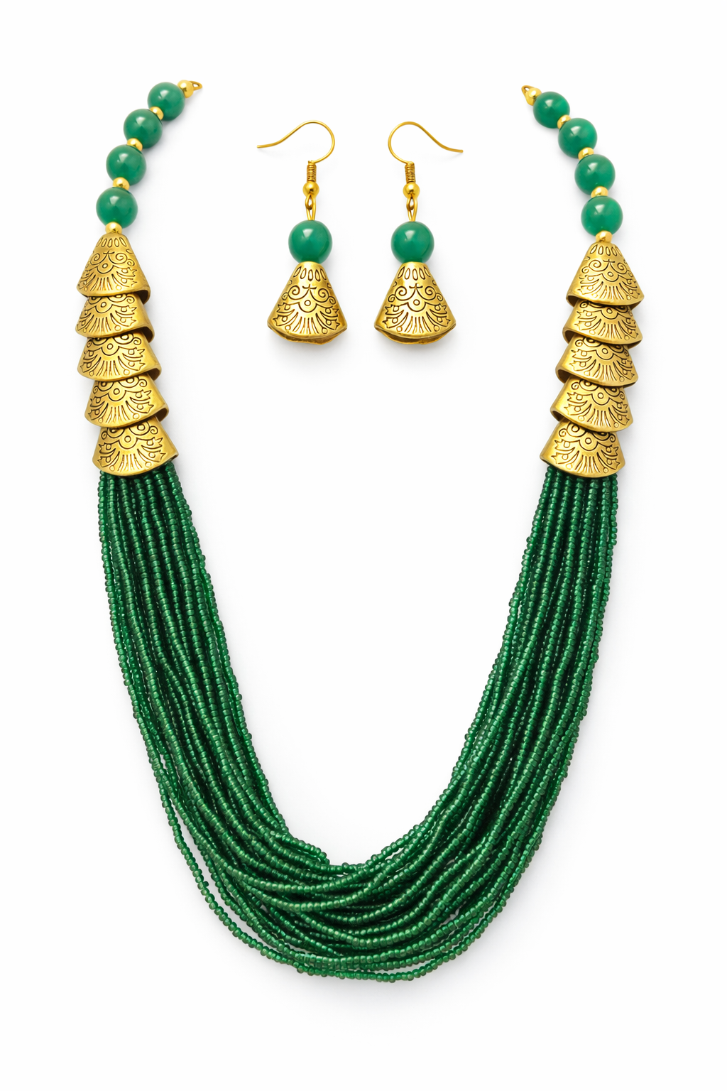 Vintage Green colour beaded layer Necklace