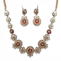 Red Kundan Floral Necklace Set with Earrings