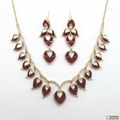 Luxeerah Premium Kundan Necklace Set with Earrings – Gold Plated Maroon Stone Designer Jewellery for Women