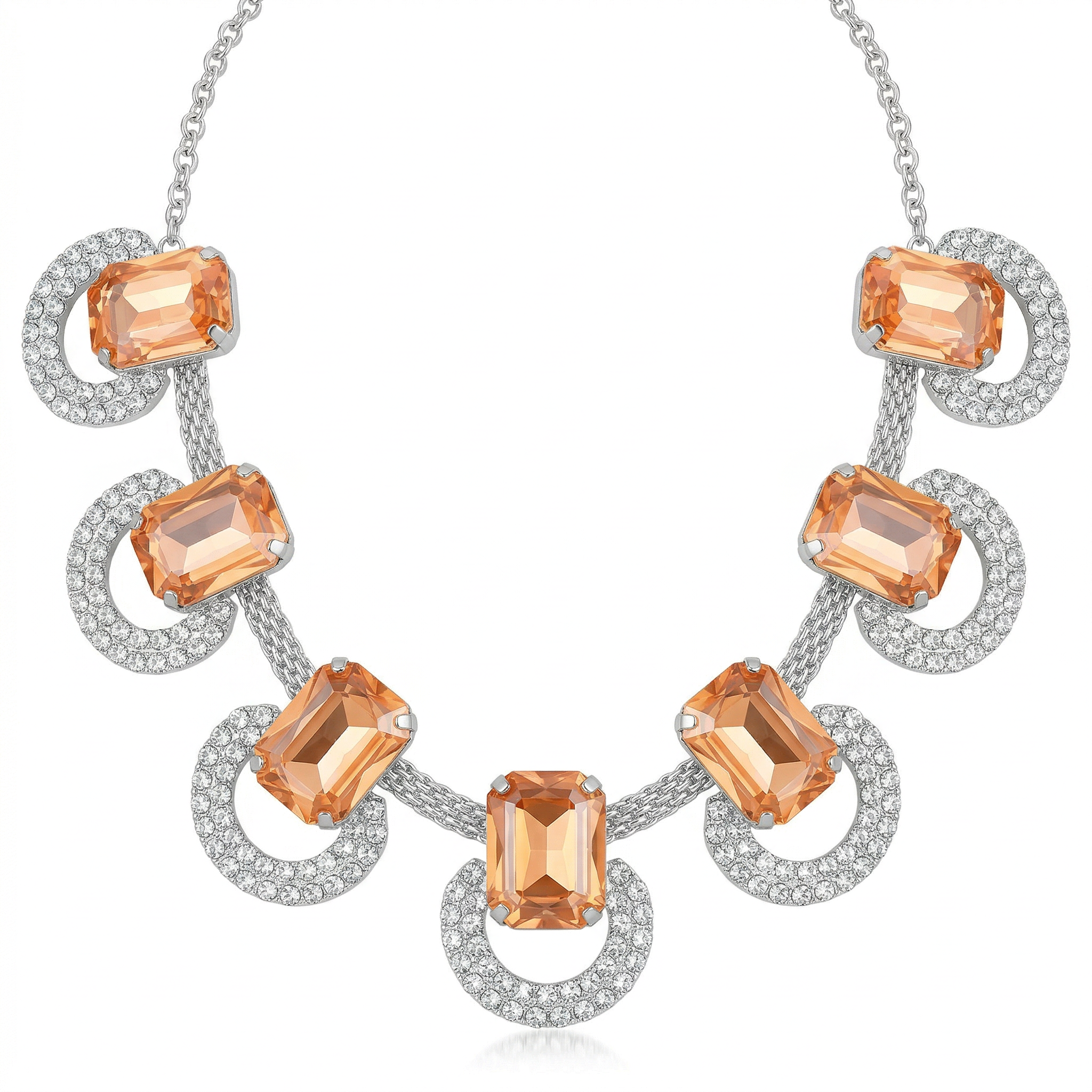Luxury Blue Stone Statement Necklace Set – Silver-Tone | Luxeerah